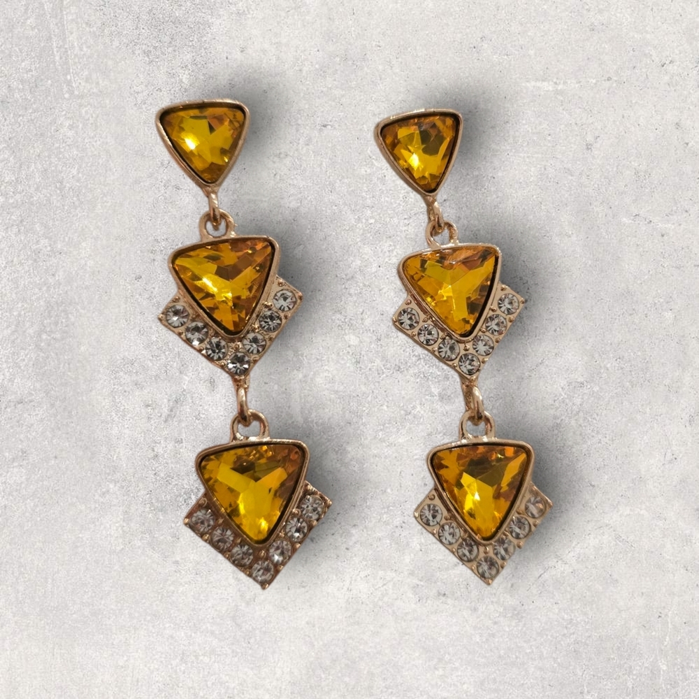 Elegant Yellow Drop Earrings - Picture 3 of 3
